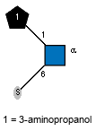 Subst(1-1)[S-6),Ac(1-2)]aDGlcpN // Subst = 3-aminopropanol = SMILES C(CN){1}CO