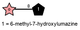 xDRib-ol(1-8)Subst // Subst = 6-methyl-7-hydroxylumazine = SMILES CC(N=C1C2=O)=C(O){8}NC1=NC(N2)=O