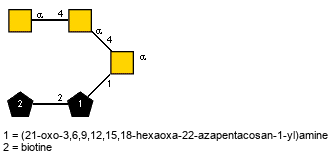 Ac(1-2)aDGalpN(1-4)[Ac(1-2)]aDGalpN(1-4)[Ac(1-2),Subst2(1-2)Subst1(1-1)]aDGalpN // Subst1 = (21-oxo-3,6,9,12,15,18-hexaoxa-22-azapentacosan-1-yl)amine = SMILES {2}NCCOCCOCCOCCOCCOCCOCCC(=O)NCC{1}CO; Subst2 = biotine = SMILES O={1}C(O)CCCC[C@@H]2SC[C@@H]1NC(=O)N[C@@H]12