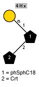 Ph(1C-6)Hx(1-4)aDGalp(1-1)[lXCrt(1-2)]xXphSphC18