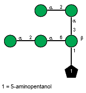 aDManp(1-2)aDManp(1-3)[aDManp(1-2)aDManp(1-6),Subst(1-1)]bDManp // Subst = 5-aminopentanol= SMILES NCCCC{1}CO
