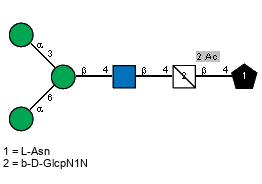 aDManp(1-3)[aDManp(1-6)]bDManp(1-4)[Ac(1-2)]bDGlcpN(1-4)[Ac(1-2)]bDGlcpN1N(1-4)xLAsn