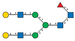 bDGalp(1-4)[Ac(1-2)]bDGlcpN(1-2)aDManp(1-3)[bDGalp(1-4)[Ac(1-2)]bDGlcpN(1-2)aDManp(1-6)]bDManp(1-4)[Ac(1-2)]bDGlcpN(1-4)[aLFucp(1-6),Ac(1-2)]?DGlcpN