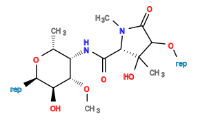 [*]OC1C(=O)N(C)[C@@H](C(=O)N[C@@H]2[C@H](OC)[C@@H](O)[C@@H]([*])O[C@@H]2C)C1(C)O