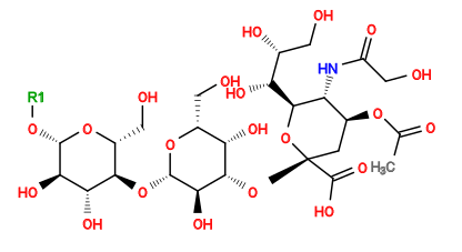 [1*]O[C@@H]1O[C@H](CO)[C@@H](O[C@@H]2O[C@H](CO)[C@H](O)[C@H](O[C@]3(C(=O)O)C[C@H](OC(C)=O)[C@@H](NC(=O)CO)[C@H]([C@H](O)[C@H](O)CO)O3)[C@H]2O)[C@H](O)[C@H]1O