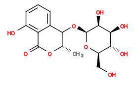 C[C@@H]1OC(=O)c2c(O)cccc2C1O[C@@H]1O[C@H](CO)[C@@H](O)[C@H](O)[C@@H]1O