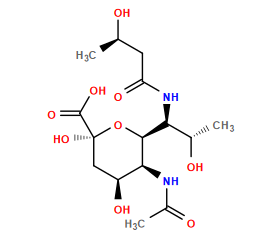 CC(=O)N[C@@H]1[C@H]([C@@H](NC(=O)C[C@@H](C)O)[C@H](C)O)O[C@](O)(C(=O)O)C[C@@H]1O