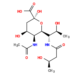 CC(=O)N[C@H]1[C@@H](O)C[C@@](O)(C(=O)O)O[C@H]1[C@@H](NC(=O)C[C@@H](C)O)[C@H](C)O
