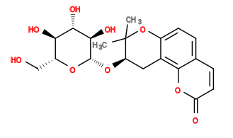 CC1(C)Oc2ccc3ccc(=O)oc3c2C[C@H]1O[C@@H]1O[C@H](CO)[C@@H](O)[C@H](O)[C@H]1O