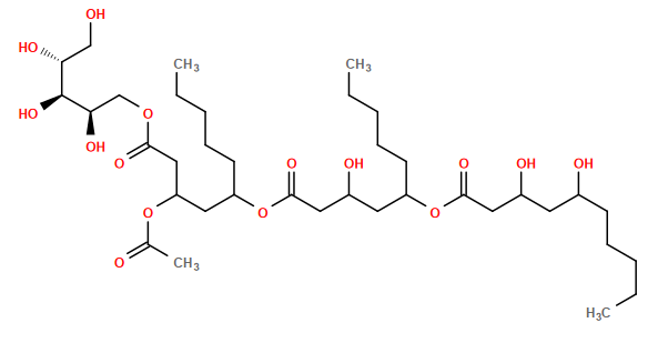 CCCCCC(O)CC(O)CC(=O)OC(CCCCC)CC(O)CC(=O)OC(CCCCC)CC(CC(=O)OC[C@@H](O)[C@@H](O)[C@H](O)CO)OC(C)=O