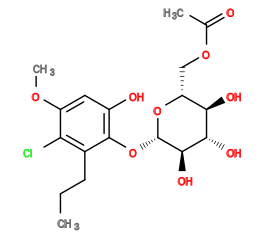CCCc1c(Cl)c(OC)cc(O)c1O[C@@H]1O[C@H](COC(C)=O)[C@@H](O)[C@H](O)[C@H]1O