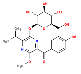 COc1nc(C(C)C)c(O[C@@H]2O[C@H](CO)[C@@H](O)[C@H](O)[C@H]2O)nc1C(=O)c1ccc(O)cc1