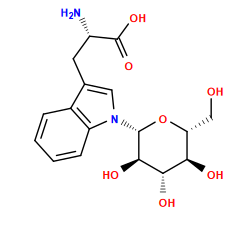N[C@@H](Cc1cn([C@@H]2O[C@H](CO)[C@@H](O)[C@H](O)[C@H]2O)c2ccccc12)C(=O)O