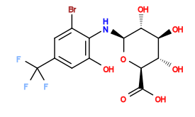 O=C(O)[C@H]1O[C@@H](Nc2c(O)cc(C(F)(F)F)cc2Br)[C@H](O)[C@@H](O)[C@@H]1O