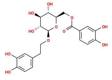 O=C(OC[C@H]1O[C@@H](OCCc2ccc(O)c(O)c2)[C@H](O)[C@@H](O)[C@@H]1O)c1ccc(O)c(O)c1