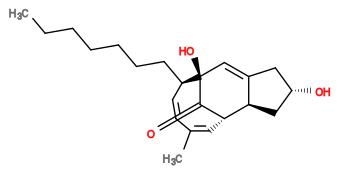 Subst // Subst = SMILES [H][C@@]12C(C[C@H](O)C2)=C[C@@](O)([C@H](CCCCCCC)/C=C\C(C)=C/[C@]31[H])C3=O