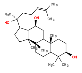 Subst // Subst = SMILES C/C(C)=C/CC[C@](C)(O)C1CC[C@@]4(C)C1[C@@H](O)CC3[C@]2(C)CC[C@@H](O)[C@](C)(C)C2CC[C@@]34C