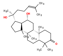 Subst // Subst = SMILES C/C(C)=C\CC[C@](C)(O)[C@H]1CC[C@]4(C)[C@@H]1[C@H](O)C[C@@H]3[C@@]2(C)CCC(=O)C(C)(C)[C@@H]2CC[C@]34C