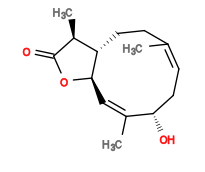 Subst // Subst = SMILES C/C1=C\C[C@H](O)/C(C)=C/[C@H]([C@H]([C@@]2(C)[H])CC1)OC2=O