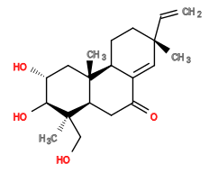 Subst // Subst = SMILES C=C[C@]3(C)/C=C\2C(=O)C[C@H]1[C@@](C)(CO)[C@@H](O)[C@H](O)C[C@]1(C)[C@H]2CC3