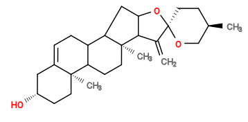 Subst // Subst = SMILES C=C5C4C(CC3C2C/C=C\1C[C@@H](O)CC[C@]1(C)C2CC[C@@]34C)O[C@]56CC[C@@H](C)CO6