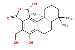 Subst // Subst = SMILES C[C@@]12C3=C4C(C(O[C@@H]4O)=O)=C(CO)C(O)=C3CC[C@@]1([H])C(C)(C)CCC2