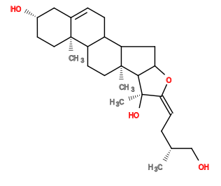 Subst // Subst = SMILES C[C@@H](CO)C/C=C/5OC4CC3C2C/C=C\1C[C@@H](O)CC[C@]1(C)C2CC[C@]3(C)C4[C@]5(C)O
