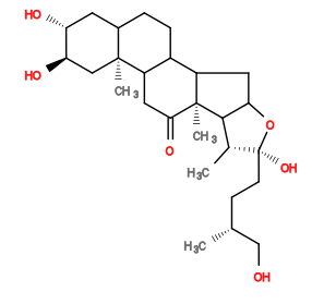 Subst // Subst = SMILES C[C@@H](CO)CC[C@]5(O)OC4CC3C2CCC1C[C@@H](O)[C@H](O)C[C@]1(C)C2CC(=O)[C@]3(C)C4[C@H]5C