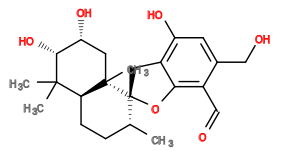 Subst // Subst = SMILES C[C@@H]1CC[C@@H]2[C@@](C[C@@H](O)[C@@H](O)C2(C)C)(C)[C@@]13CC4=C(O)C=C(CO)C(C=O)=C4O3