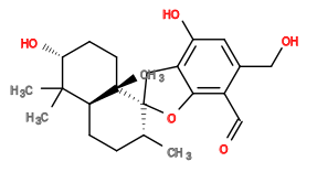 Subst // Subst = SMILES C[C@@H]1CC[C@@H]2[C@@](CC[C@@H](O)C2(C)C)(C)[C@@]13CC4=C(O)C=C(CO)C(C=O)=C4O3
