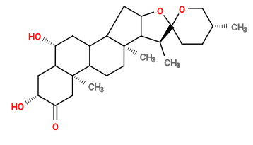 Subst // Subst = SMILES C[C@@H]1CCC6(OC1)OC5CC4C3C[C@@H](O)C2C[C@@H](O)C(=O)C[C@]2(C)C3CC[C@]4(C)C5[C@@H]6C