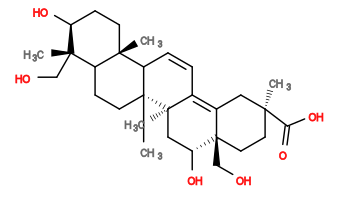Subst // Subst = SMILES C[C@]1(C(=O)O)CC[C@@]2(CO)C(=C3C=CC4[C@@]5(C)CC[C@H](O)[C@@](C)(CO)C5CC[C@@]4(C)[C@]3(C)C[C@H]2O)C1