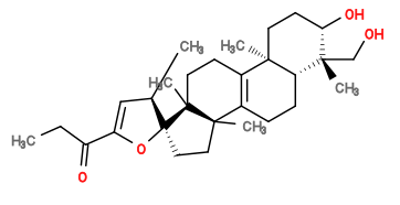 Subst // Subst = SMILES C[C@]1(CO)[C@@H](O)CC[C@]2(C)C3=C([C@@]4(CC[C@]([C@]4(CC3)C)(O5)[C@H](C)C=C5C(CC)=O)C)CC[C@@]12[H]