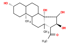 Subst // Subst = SMILES CC(=O)[C@H]3[C@H](O)[C@@H](O)[C@]4(O)C2CCC1C[C@@H](O)CC[C@]1(C)C2CC[C@]34C