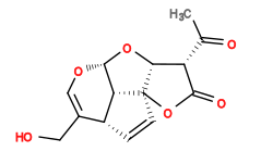 Subst // Subst = SMILES CC([C@H]1[C@@H]2[C@]3(OC1=O)C=C[C@H]4[C@@H]3[C@H](OC=C4CO)O2)=O