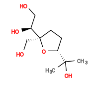 Subst // Subst = SMILES CC(C)(O)[C@H](O1)CC[C@@]1([C@@H](O)CO)CO