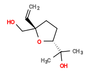 Subst // Subst = SMILES CC(C)(O)[C@H](O1)CC[C@@]1(C=C)CO