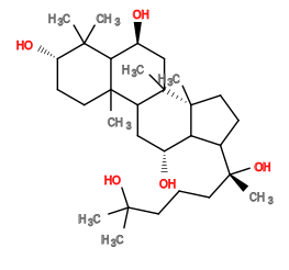 Subst // Subst = SMILES CC(C)(O)CCC[C@@](C)(O)C1CC[C@]4(C)C1[C@H](O)CC3C2(C)CC[C@H](O)[C@](C)(C)C2[C@@H](O)CC34C