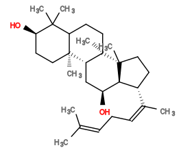 Subst // Subst = SMILES CC(C)=CC/C=C(\C)[C@H]1CC[C@]2(C)[C@@H]1[C@@H](O)C[C@@H]1[C@@]3(C)CC[C@@H](O)C(C)(C)C3CC[C@]12C