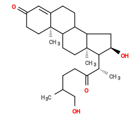 Subst // Subst = SMILES CC(CO)CCC(=O)[C@@H](C)C4[C@H](O)CC3C2CC/C1=C/C(=O)CC[C@]1(C)C2CC[C@@]34C