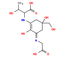 Subst // Subst = SMILES CC(O)C(N/C1=C(O)/C(=N/CC(=O)O)CC(O)(CO)C1)C(=O)O