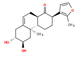 Subst // Subst = SMILES CC1=C([C@H]2CC[C@H]3[C@@H](CC=C4[C@]3(C)C[C@@H](O)[C@H](O)C4)C2=O)C=CO1