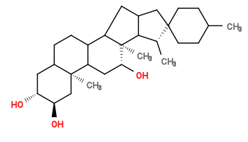 Subst // Subst = SMILES CC1CCC6(CC1)CC5CC4C3CCC2C[C@@H](O)[C@H](O)C[C@]2(C)C3C[C@@H](O)[C@]4(C)C5[C@H]6C