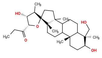 Subst // Subst = SMILES CCC(=O)[C@H]5O[C@@]4(CC[C@@]3(C)C2CCC1[C@@](C)(CO)[C@@H](O)CC[C@]1(C)C2CC[C@@]34C)[C@H](C)[C@H]5O