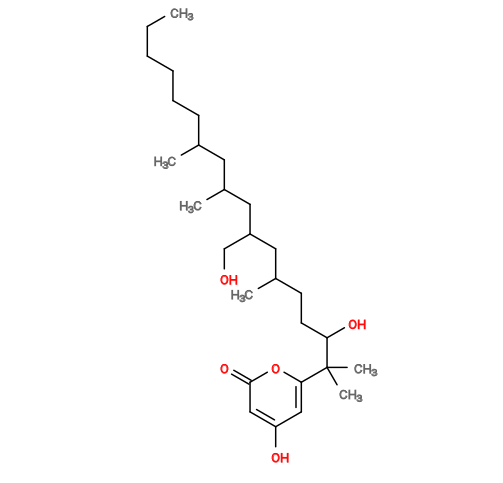 Subst // Subst = SMILES CCCCCCC(C)CC(C)CC(CO)CC(C)CCC(C(C1=CC(O)=CC(O1)=O)(C)C)O