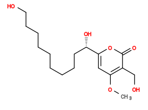 Subst // Subst = SMILES O=c1c(CO)c(OC)cc([C@@H](O)CCCCCCCCCO)o1