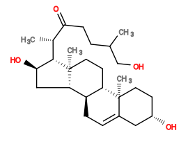Subst // Subst = SMILES O[C@H]1CC[C@@]2(C)C(C1)=CC[C@@H]3[C@@H]2CC[C@@]4(C)[C@H]3C[C@@H](O)[C@@H]4[C@@H](C(CCC(CO)C)=O)C