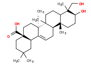 Subst // Subst = SMILES O[C@H]1CC[C@]2(C)[C@H]3CC=C4[C@H]5CC(C)(C)CC[C@]5(C(O)=O)CC[C@@]4(C)[C@]3(C)CCC2C1(CO)C