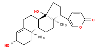 Subst // Subst = SMILES O[C@H]1CC[C@]2(C)[C@H]3CC[C@]4(C)[C@@H](C5=COC(C=C5)=O)CC[C@]4(O)[C@@H]3CCC2=C1