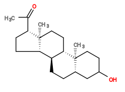 Subst // Subst = SMILES O[CH]1CC[C@]2(C)[C@@]3([H])CC[C@]4(C)[C@@H](C(C)=O)CC[C@@]4([H])[C@]3([H])CC[C@@]2([H])C1